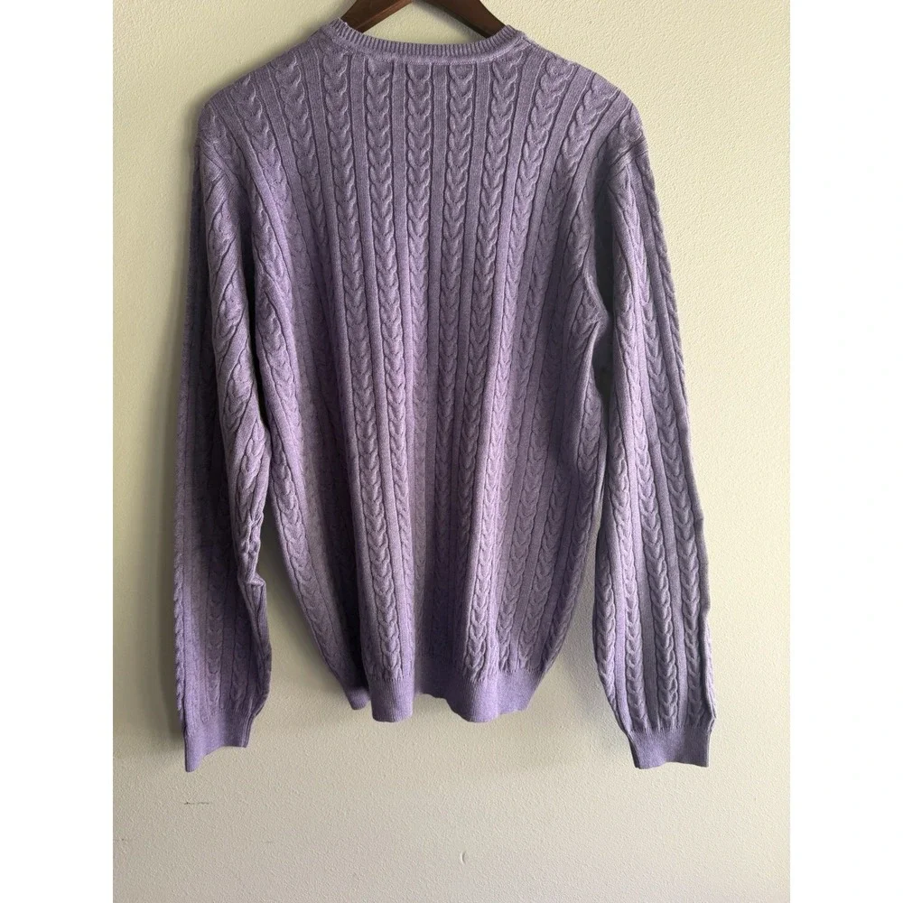 Izod Men Cable Knit Sweater Size‎ L Cotton Preppy Coastal Nantuckit Golf